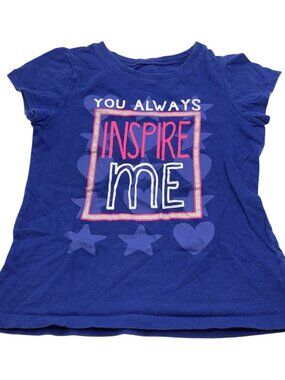 The Children's Place Girls Blue Graphic T-Shirt Tops Crew Neck Cotton Size S 5/6